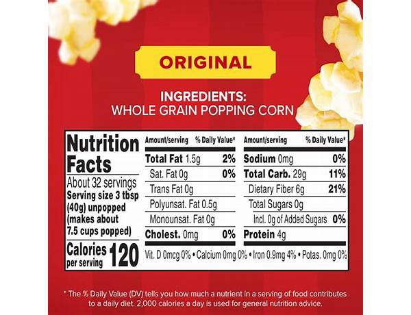 Organic popcorn food facts